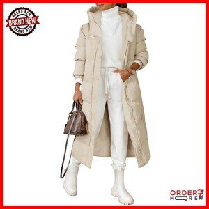 Women's Long Quilted Puffer Coat Hooded Winter Jacket Down Alternative